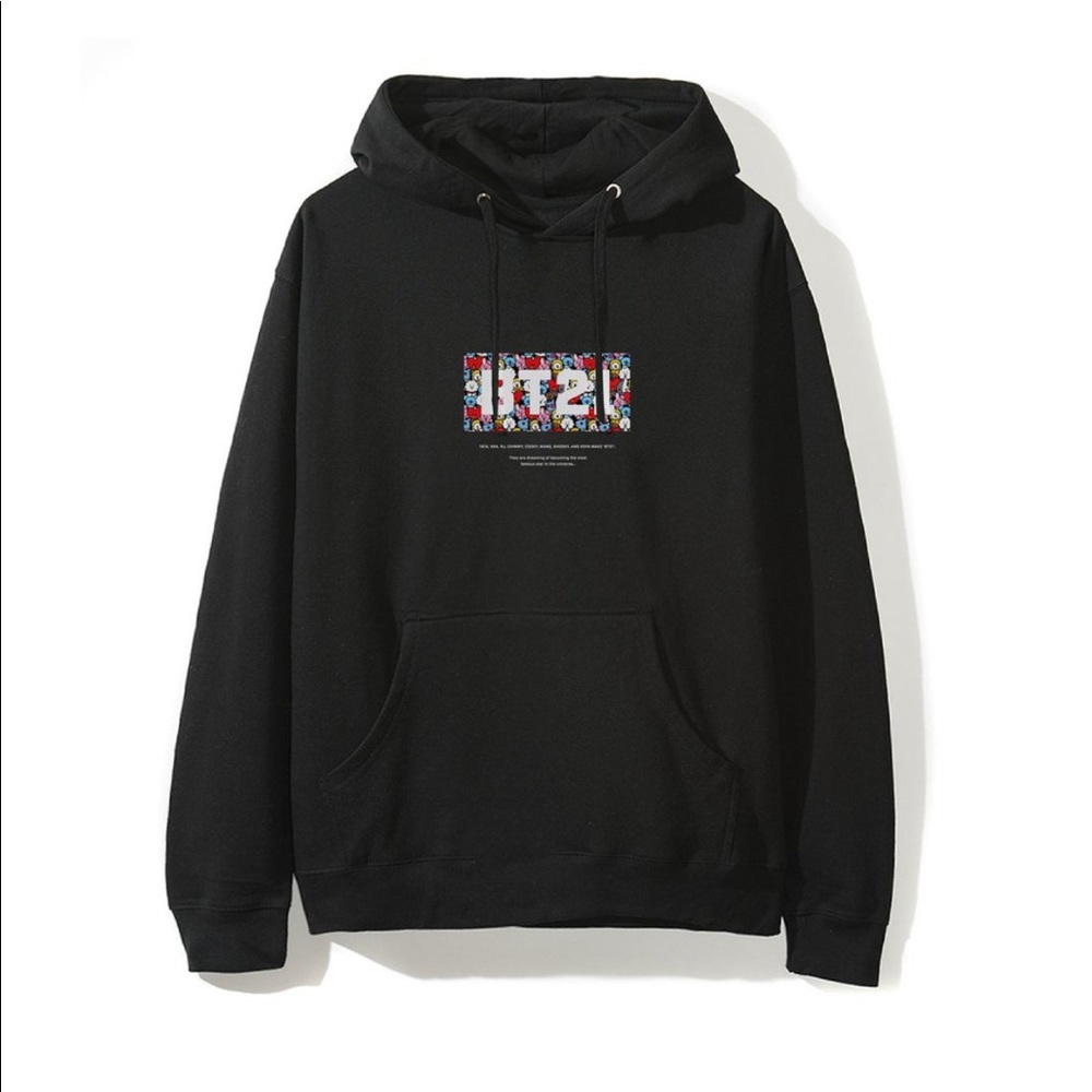 BT21 Anti Social Social Club black puzzled hoodie